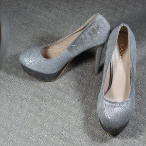 Ranee Size 8 Sparkly Silver 1.5" Platform 5.5" Stiletto Heels